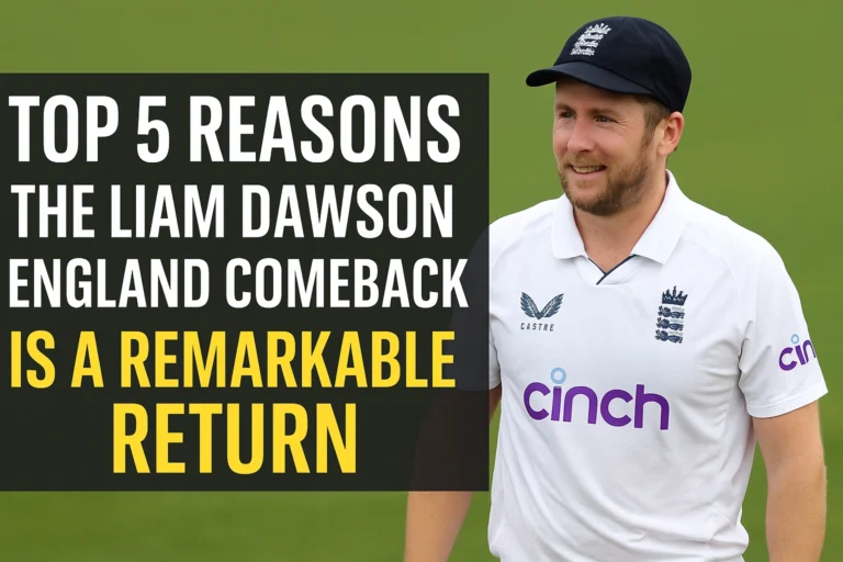 Liam Dawson England Comeback 2025.Liam Dawson smiles in England cricket jersey during his England comeback match, representing his return to international cricket.